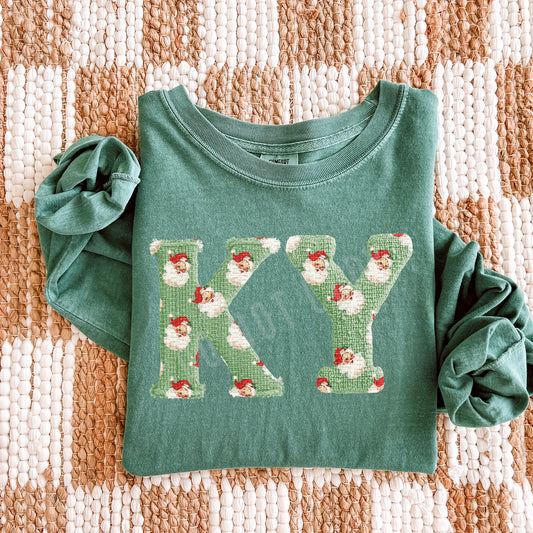 KY, Green Faux Yarn Santa | DTF Print - COOL PEEL |