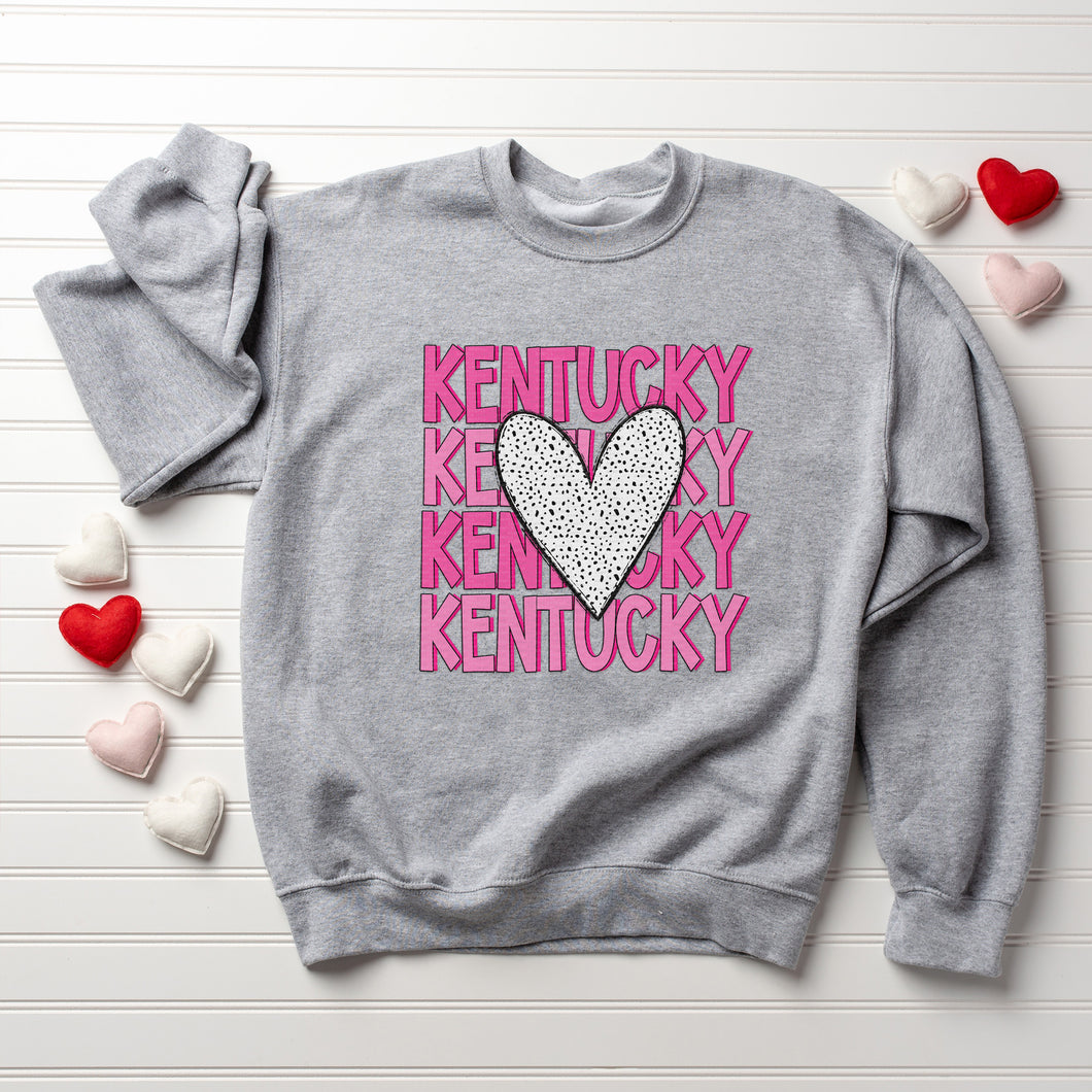 KY, Kentucky, Pink with Dalmatian Heart, Valentine | DTF Print - COOL PEEL |