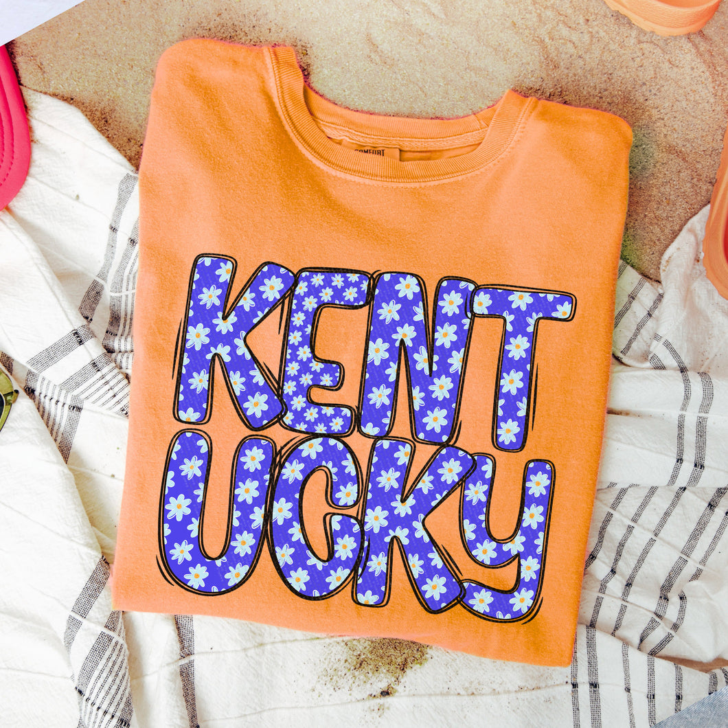 Kentucky, Blue, Flowers | DTF Print - COOL PEEL |