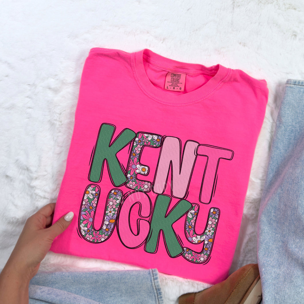 Kentucky, Green Pink & Floral | DTF Print - COOL PEEL |