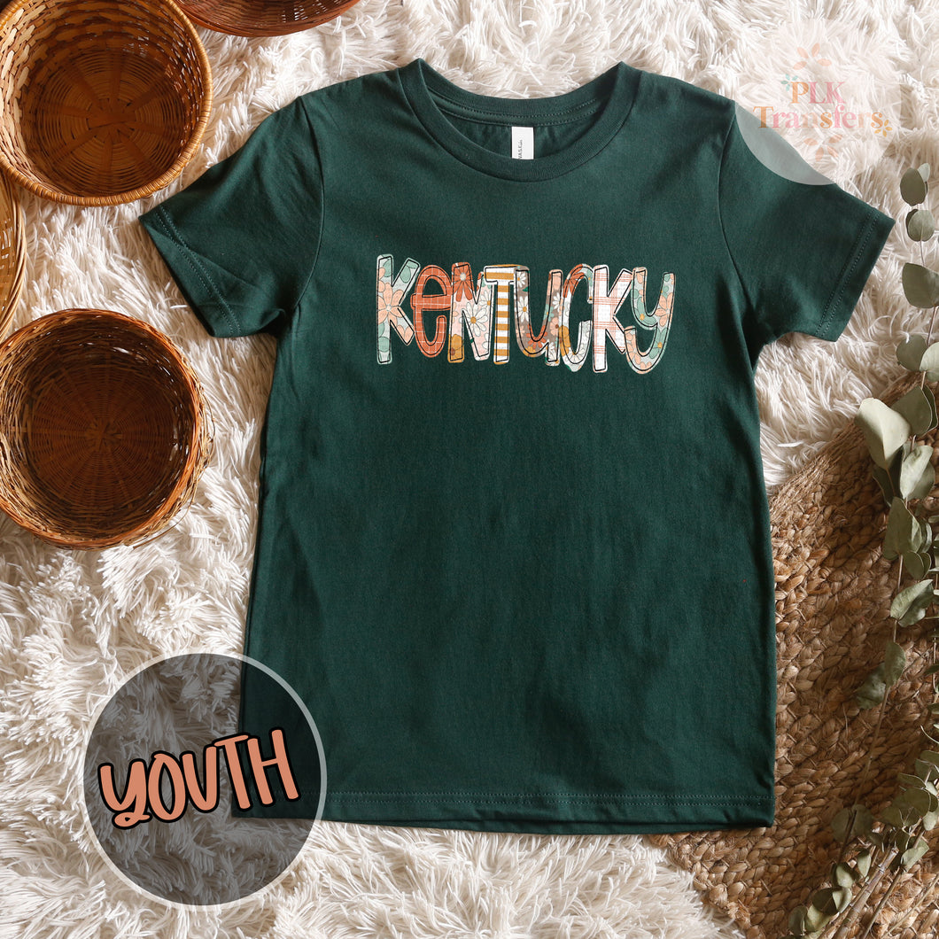 YOUTH Kentucky Floral, Fall Colors | MATTE CLEAR FLIM |Screen Print Transfer | - FULL COLOR