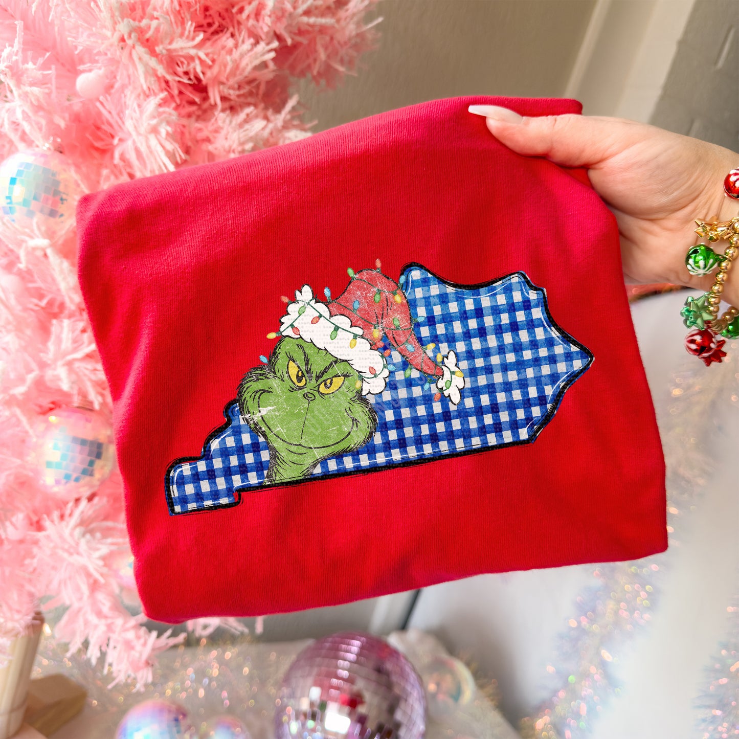 KY State Outline, Blue Plaid, Mean1 | DTF Print - COOL PEEL |