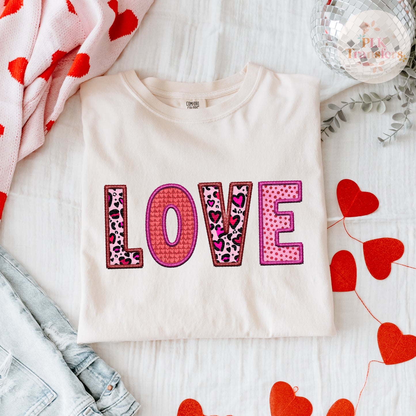 LOVE, Faux Embroidery, Valentine's Day | DTF Print - COOL PEEL |