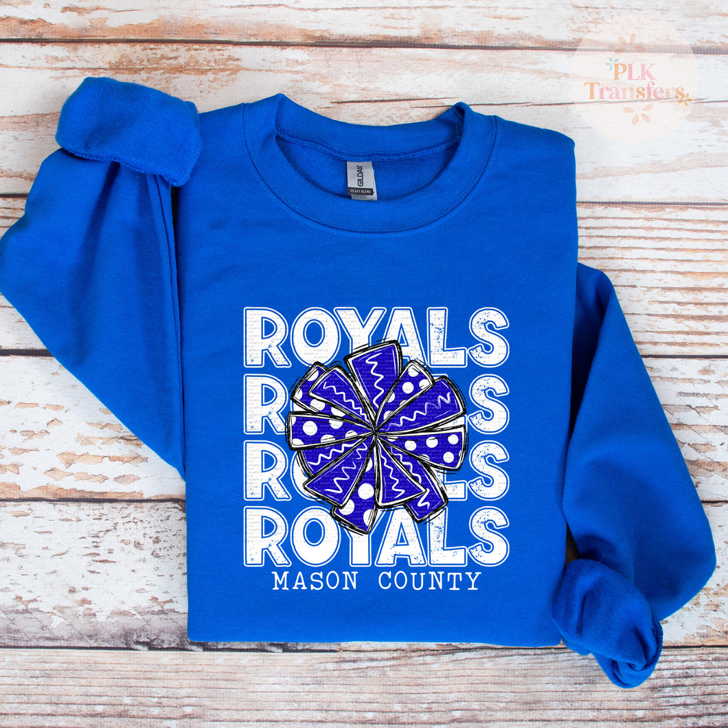 Mason County Royals, Cheer, School Spirit | DTF Print | FULL COLOR