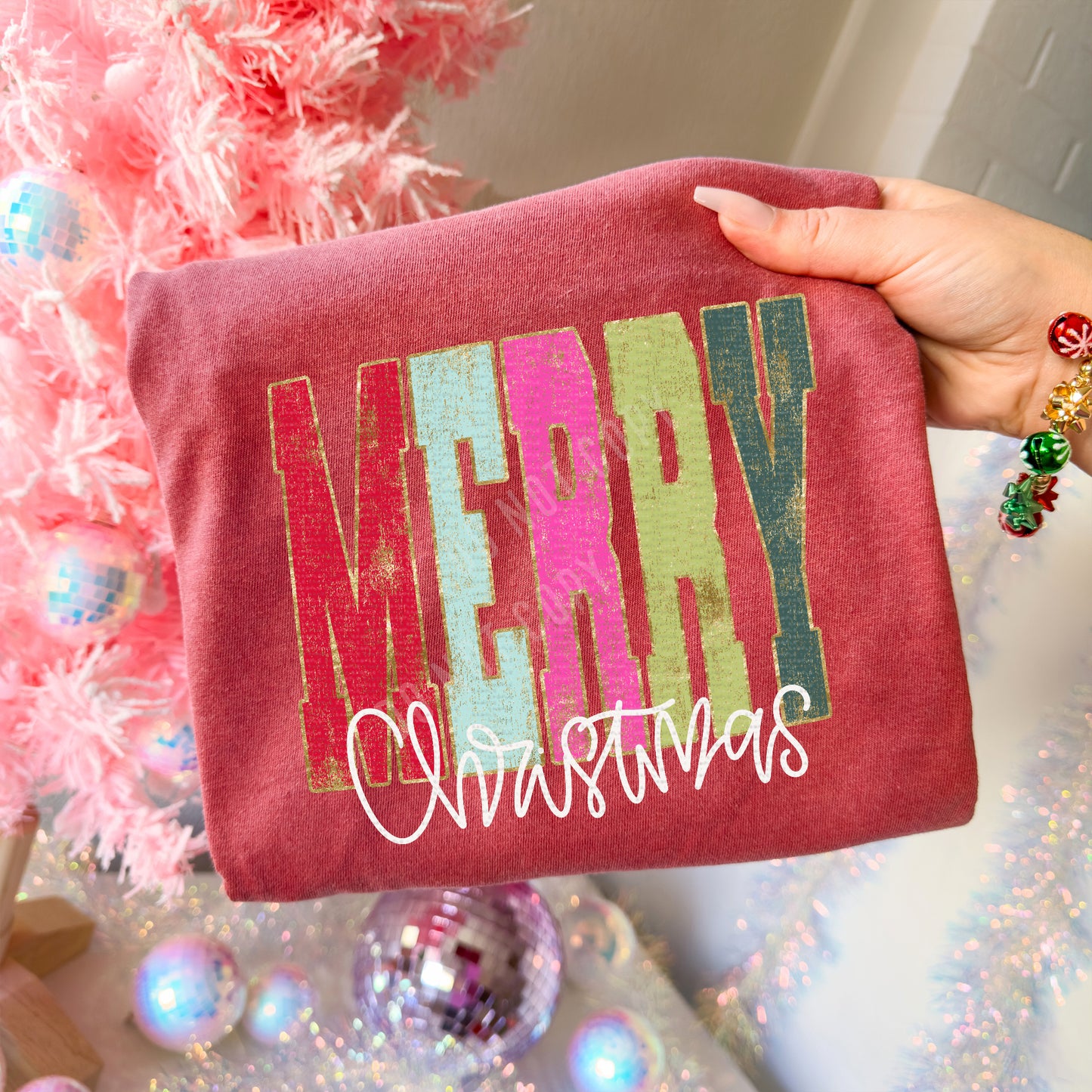 Merry Christmas, Varsity Letters | DTF Print - COOL PEEL |