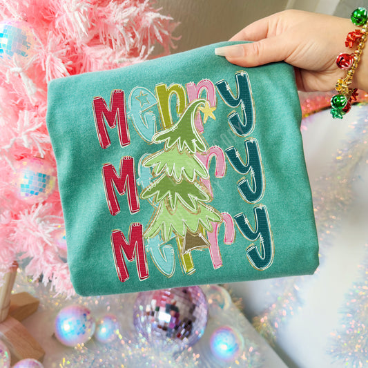 Merry Stacked With Tree On Top | DTF Print - COOL PEEL |