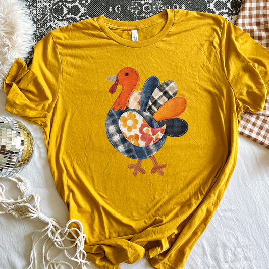 Patchwork Turkey, Thanksgiving | DTF Print - COOL PEEL |