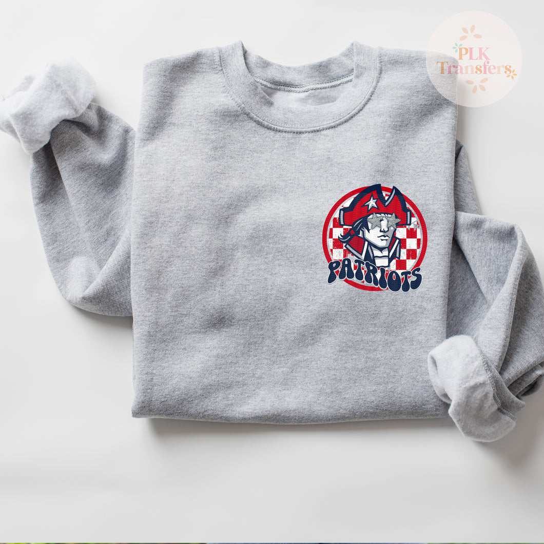 Patriots Mascot, Preppy, POCKET | Matte Clear Film Screen Print Transfer | - FULL COLOR