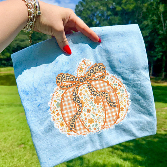 Cute Floral Pumpkin With Bow | DTF Print - COOL PEEL |