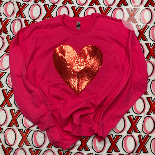 Red Sequin Heart Patch