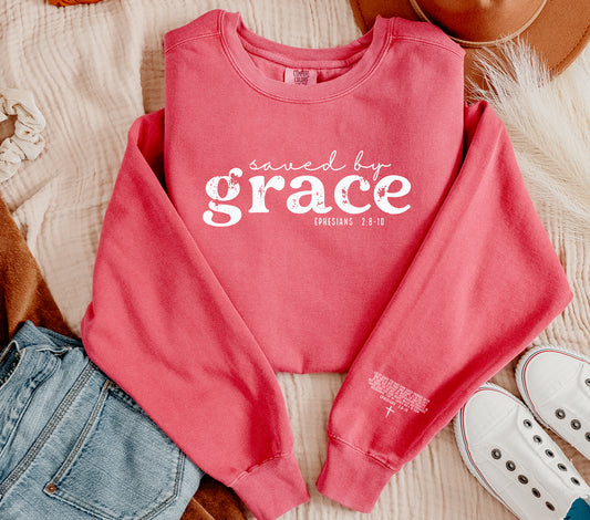 Saved By Grace (FREE SLEEVE INCLUDED) | Screen Print Transfer | - SINGLE COLOR