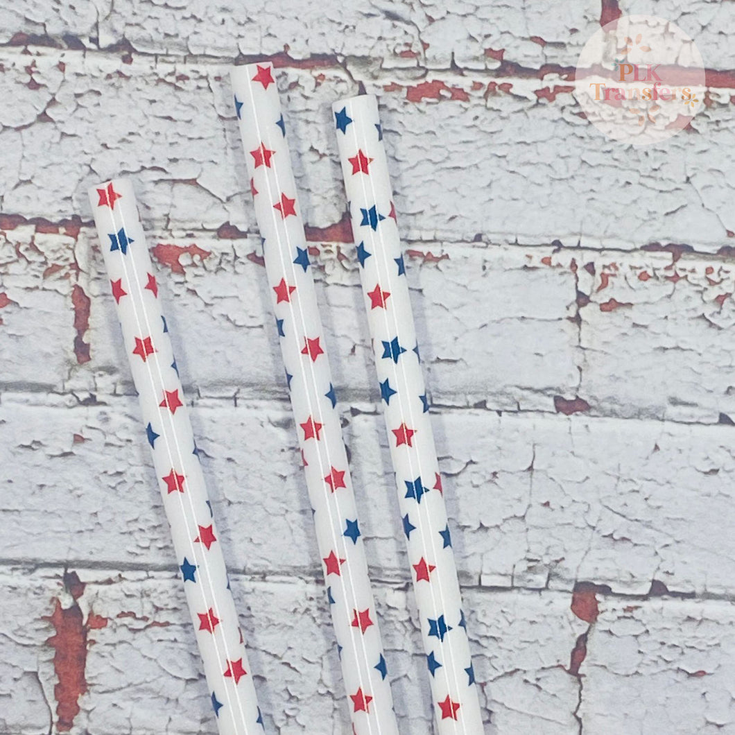 Stars, 4th of July, Plastic Reusable Straw