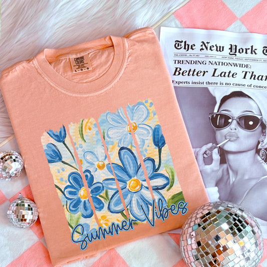 Blue Floral Summer Vibes | DTF Print - COOL PEEL |