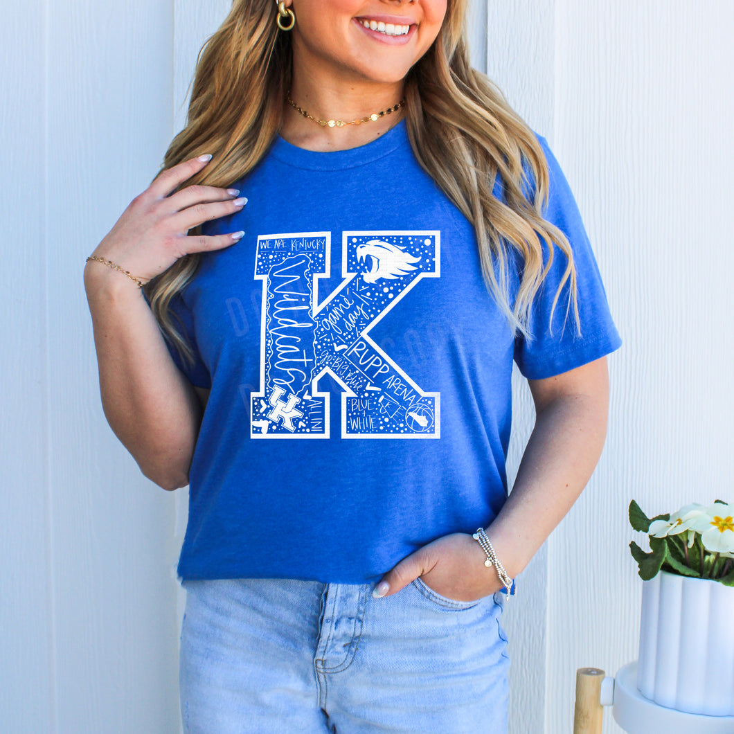 Big K, White, Basketball, Kentucky | Screen Print Transfer | - SINGLE COLOR