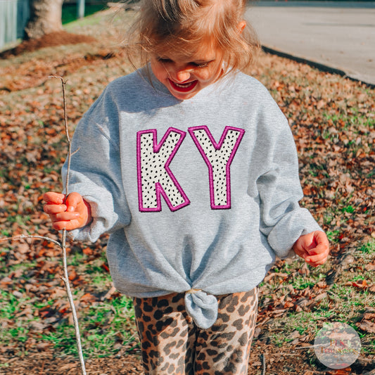 YOUTH, KY Faux Embroidery, Pink, Dots | DTF Print - COOL PEEL |