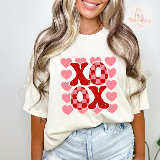 XOXO, Hearts, Valentine's Day | DTF Print - COOL PEEL |