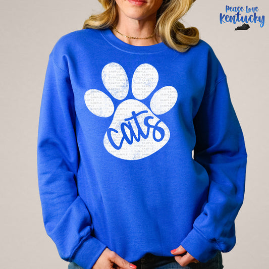 Cats Paw Print, Kentucky, KY  | Screen Print Transfer | - SINGLE COLOR (LOW HEAT)