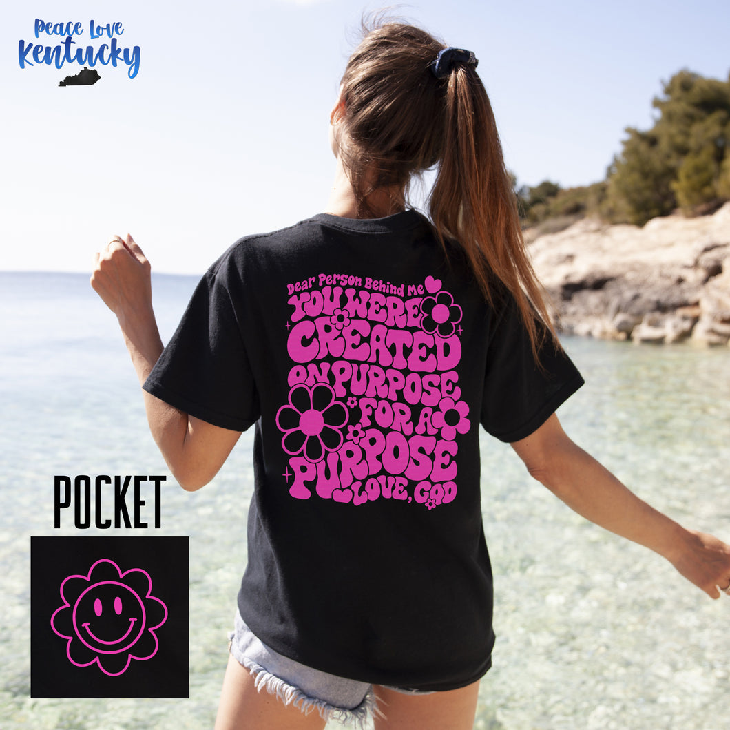 POCKET SIZE ONLY - Pink Flower | Screen Print Transfer | - SINGLE COLOR (LOW HEAT)