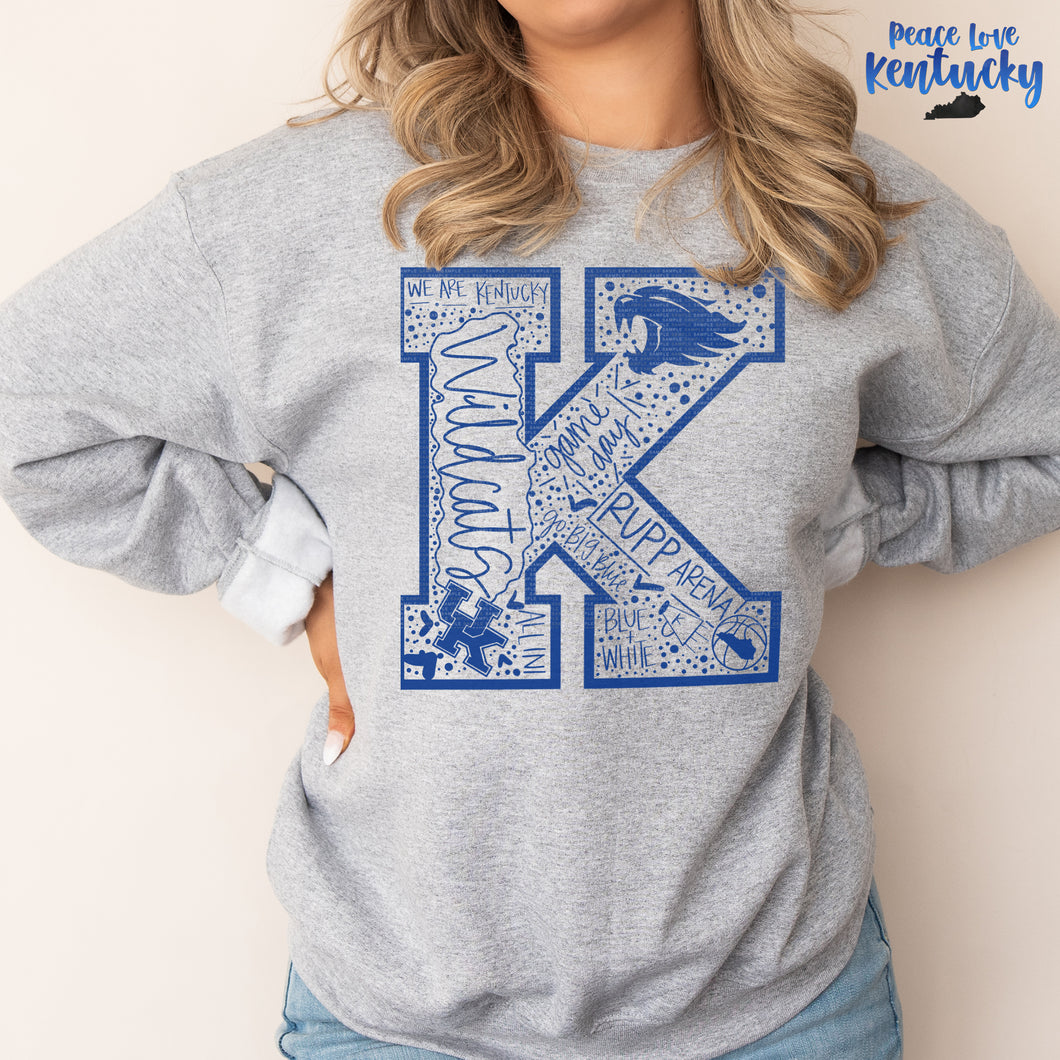 Big K, Kentucky Words, Basketball  | Screen Print Transfer | - SINGLE COLOR (LOW HEAT)