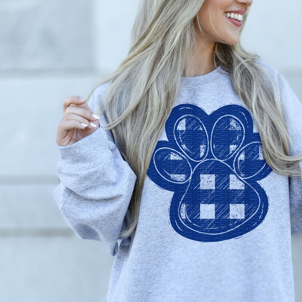 Blue Paw Print  | Screen Print Transfer | - SINGLE COLOR (LOW HEAT)