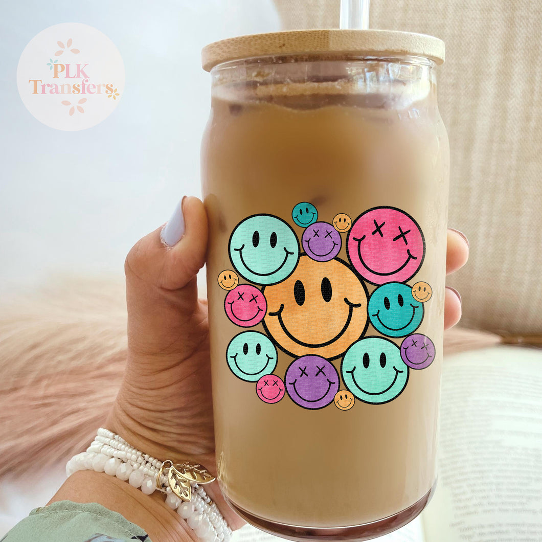 Colorful Happy Faces  - UV DTF DECAL